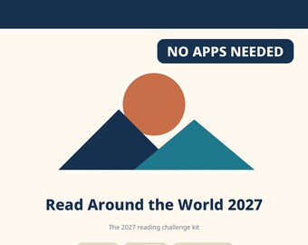Lees de wereld rond 2027-uitdaging, invulbare leesplanner en bladwijzers, geen app nodig