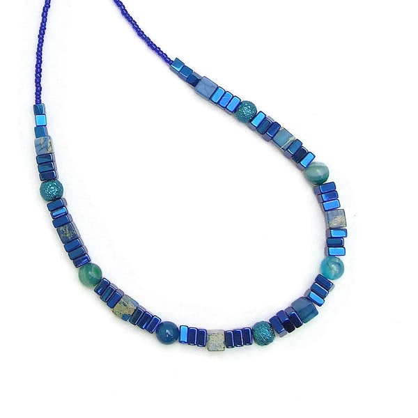 Blue Hematite and Regalite Necklace - 20131N