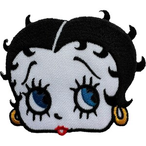 Betty Boop gouden oorbellen, geborduurd embleem, strijk- of naaibaar op kleding, jeans of tas