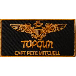 Parche bordado termoadhesivo para ropa del Capitán Pete Mitchell de Top Gun
