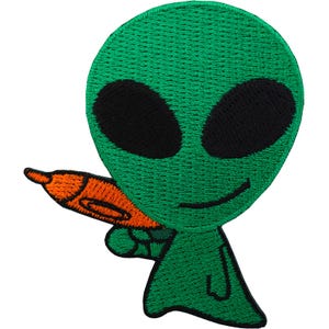 Écusson extraterrestre à coudre ou à repasser, brodé, badge de t-shirt, OVNI, pistolet spatial, martien, NASA