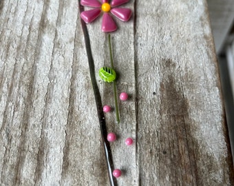 Mini flower garden stake (pink)