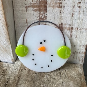 Adorno de muñeco de nieve Orejeras verde lima