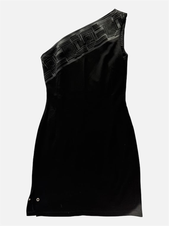 Versus Versace, VERSUS VERSACE Black dress One shoulder , asymmetrical Greek pattern, y2k, taille S,