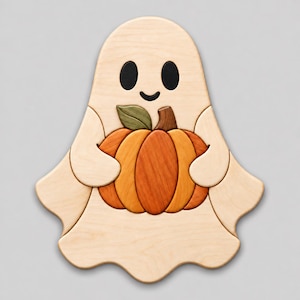 Söt spökintarsiamönster SVG PDF, Halloween-rullsågmall, pumpa-träväggdekor, spöksnickeriplan, digital nedladdning
