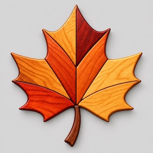 Patrón de intarsia de hoja de arce en formato SVG y PDF, plantilla para sierra de calar de otoño, decoración de pared de madera de otoño, plano para trabajar la madera con hojas, descarga digital.