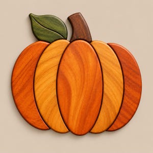 Modèle de citrouille en marqueterie SVG/PDF, gabarit de scie à chantourner pour Halloween, décoration murale en bois d'automne, plan de travail du bois pour citrouille d'automne, téléchargement numérique