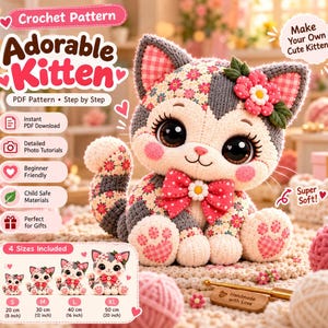 Patchwork Cat Sewing Pattern PDF | Stuffed Cat Plush Pattern | 10 Sizes 12–21 Inch | Memory Cat from Clothing | Keepsake Plush image 7