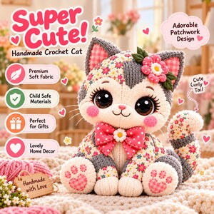 Patchwork Cat Sewing Pattern PDF | Stuffed Cat Plush Pattern | 10 Sizes 12–21 Inch | Memory Cat from Clothing | Keepsake Plush image 6
