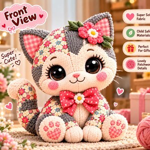 Patchwork Cat Sewing Pattern PDF | Stuffed Cat Plush Pattern | 10 Sizes 12–21 Inch | Memory Cat from Clothing | Keepsake Plush image 2