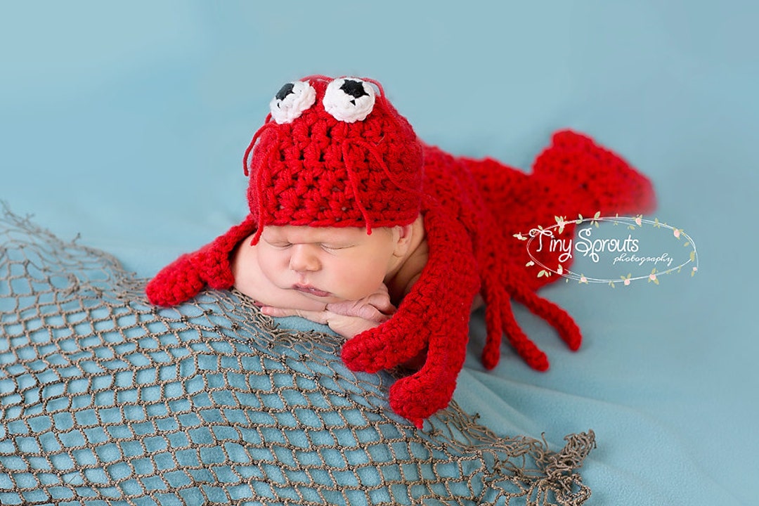 HANDMADE Crochet Lobster Cape Set Photography Prop Lobster Costume  Halloween Costume Newborn Picture Outfit Italia