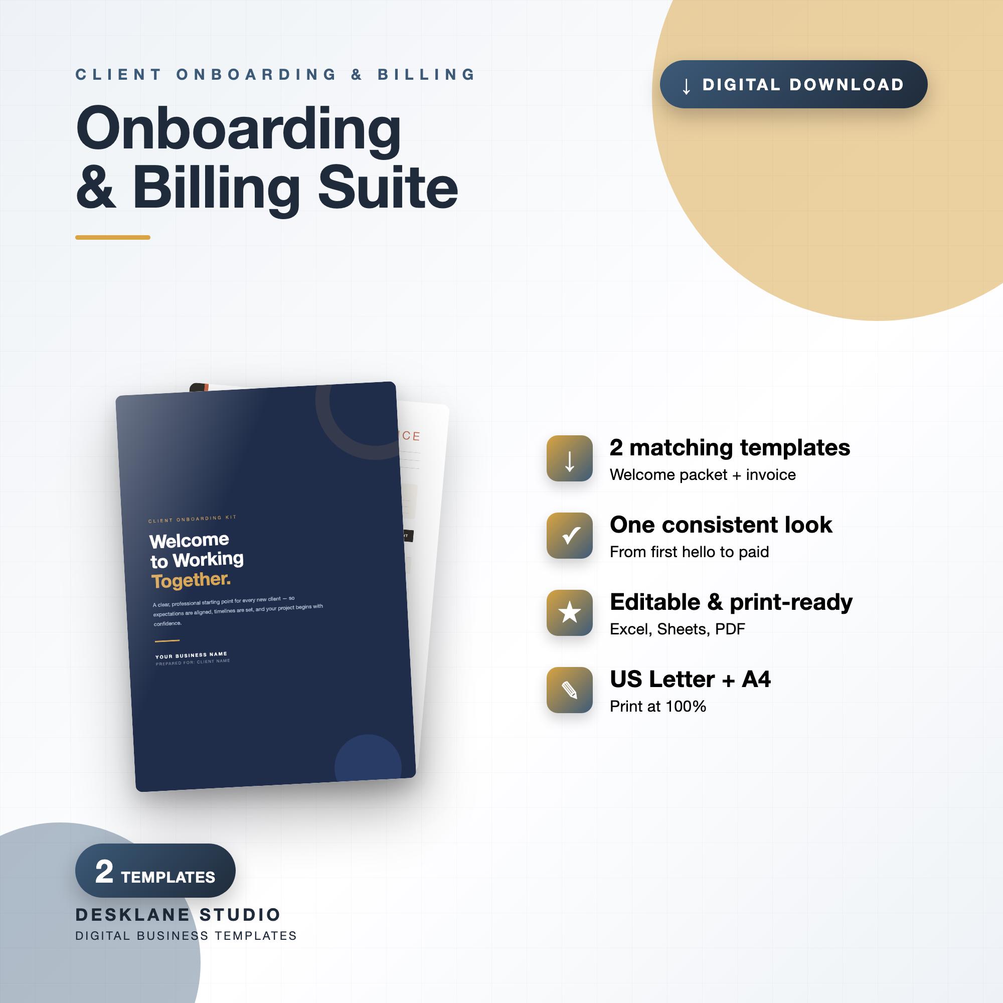 Freelancer Client Onboarding & Invoice Bundle, Editable PDF Templates (Digital Download)