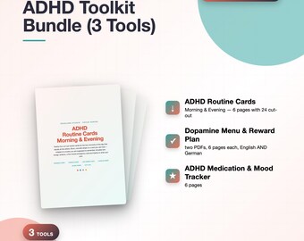 ADHD Toolkit Bundle: Routine Cards, Dopamine Menu, Mood Tracker (Digital Download)