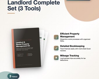 Landlord Rental Property Management Kit, Bookkeeping & Mileage Log (Digital Download)