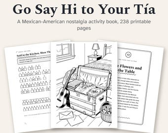 Mexican American Activity Book Printable, Nostalgia Puzzles, 30 Coloring Pages and Family Recipe Cards, Abuela Gift PDF Download