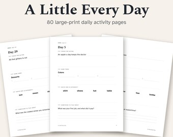 Daily Memory Activities for Seniors Printable, 80 Large Print Dementia Activity Pages, One Page a Day, Senior Activity Book PDF