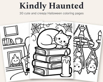 Cute Halloween Coloring Pages Printable, 30 Bold and Easy Ghost Designs for Adults and Kids, Spooky Coloring Book PDF Download