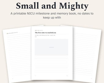 NICU Memory Book Printable, Undated Preemie Milestone Pages and Weekly Journal for NICU Parents, Preemie Baby Book PDF Download