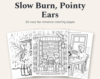 Cozy Fantasy Romance Coloring Pages Printable, 30 Bold and Easy Fae Designs for Adults, Romantasy Coloring Book PDF Download