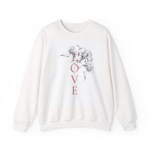 Floral LOVE Vertical Script sweatshirt | Heart Floral Crewneck