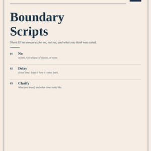 Bloc de guiones ClearWeek para establecer límites / Di no a las demoras y aclara tus ideas en el trabajo / PDF imprimible