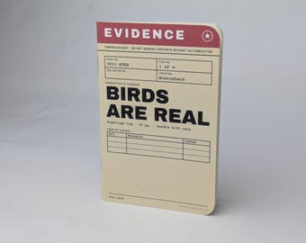 Birds Are Real Birding Notebook – Funny Bird Watching Log, Pocket Life List Journal, Evidence Bag Cover, Gift for Birdwatchers