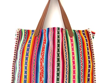 Tote bag made with Peruvian vintage handmade fabric - MV16