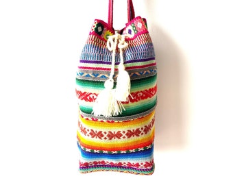 Peruvian drawstring bag made from handmade textile - LU8