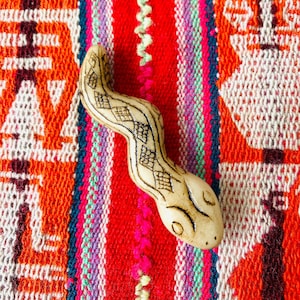 Peruvian hand carved Amaru Sachamama serpent in alabaster stone + free Andean bag