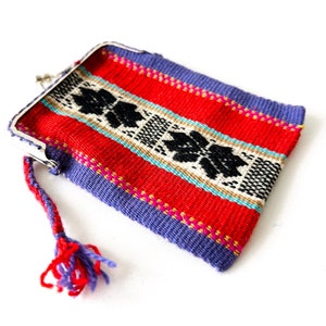 Einzigartige Boho ethnische Münztasche gemacht mit peruanischen handgemachtem Stoff - K12