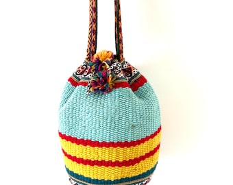 Peruvian drawstring bag made from handmade textile - MV48