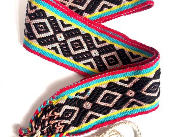 Andean Peruvian handwoven Shaman ceremonial chumpi textile belt - BA24