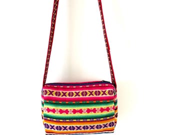 Boho ethnic bag made with Peruvian vintage upcycled manta handmade fabric - MV25