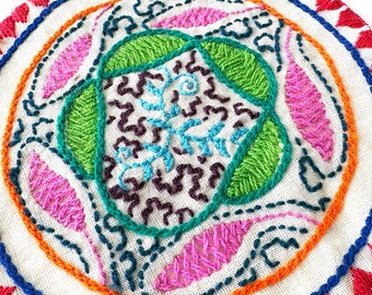 Peruvian hand embroidered Shipibo Conibo textile Ayahuasca patch -  MV19
