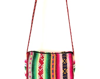 Boho ethnic bag made with Peruvian vintage upcycled manta handmade fabric - MV24