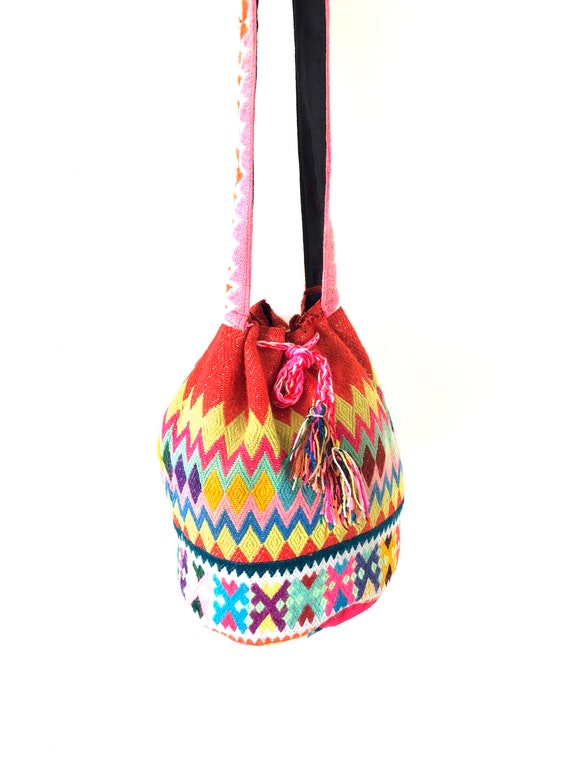 Peruvian Vintage Textile Drawstring Bag - Small