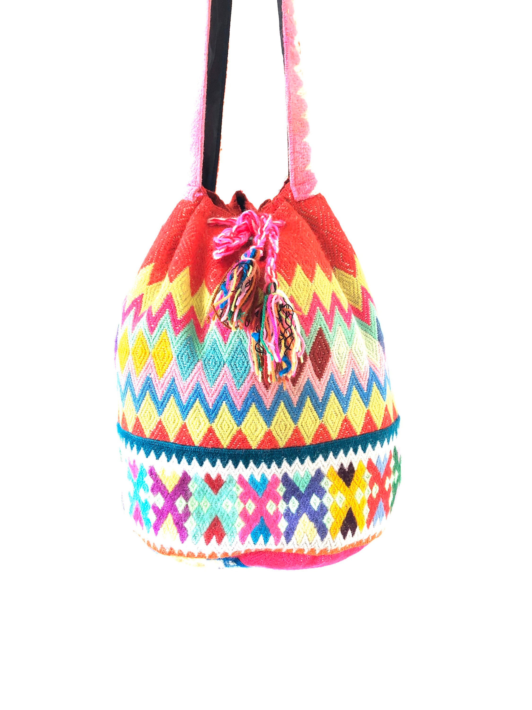 Peruvian Vintage Textile Drawstring Bag - Small