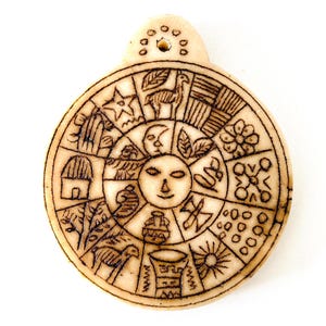 Calendrier inca péruvien sculpté à la main dans de l&#39;albâtre + sac andin gratuit
