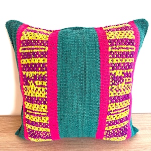 Throw pillow cushion cover made from handmade Peruvian upcycled frazada textile - CZ3