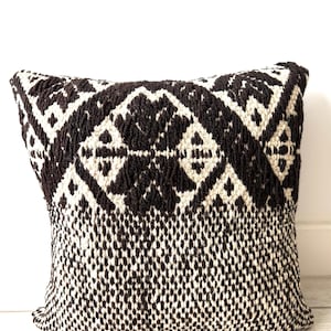 Throw pillow cushion cover made from handmade Peruvian upcycled frazada textile - JK5