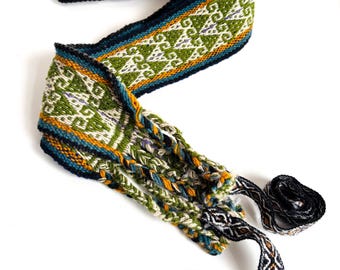 Andean Peruvian handwoven Shaman ceremonial chumpi textile belt - PT3