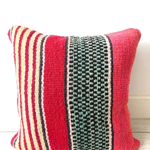 Throw pillow cushion cover made from handmade Peruvian upcycled frazada textile - JK19