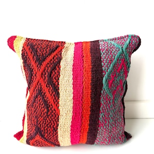 Throw pillow cushion covers made from handmade Peruvian upcycled frazada fabric - KT9