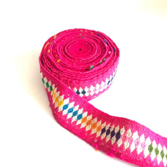 Handwoven handmade vintage ethnic Andean Peruvian tribal boho woven trim upholstery loom Cuzco MX51
