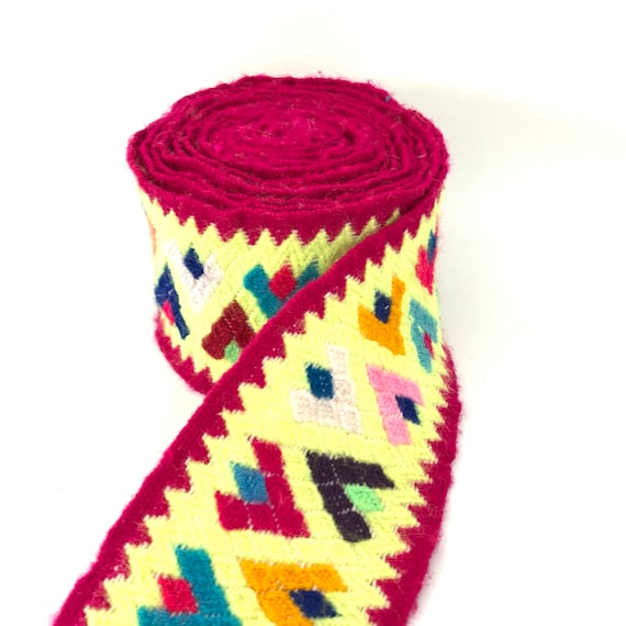 Handwoven handmade vintage ethnic Andean Peruvian tribal boho woven trim upholstery loom Cuzco A010