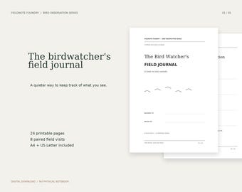 Birdwatching Field Journal | 24-Page Printable PDF | A4 and US Letter