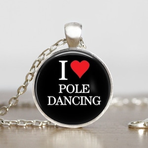 I Heart Pole Dancing  Pendant Necklace by Cheeky Monkey Pendants Gift-Present lanyard charm