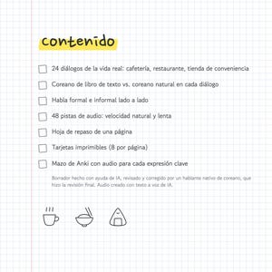 Korean Phrases for Spanish Speakers: Café, Restaurant, Store Dialogues (PDF, Audio, Anki) image 3