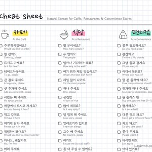 Korean Travel Cheat Sheet: 76 Café, Restaurant and Convenience Store Phrases (1-Page PDF) zdjęcie 3