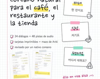 Korean Phrases for Spanish Speakers: Café, Restaurant, Store Dialogues (PDF, Audio, Anki)